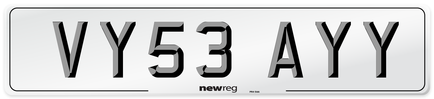 VY53 AYY Number Plate from New Reg